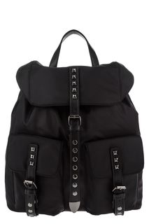 Текстильный черный рюкзак с металлическим декором Love Republic