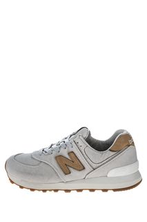 Серые текстильные кроссовки с кожаными вставками 574 New Balance