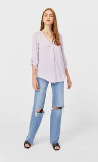 Stradivarius Рубашка С V-Образным Вырезом Женская Коллекция Multicolor Xl