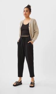 Stradivarius Топ С Кружевом На Бретелях Женская Коллекция Черный L