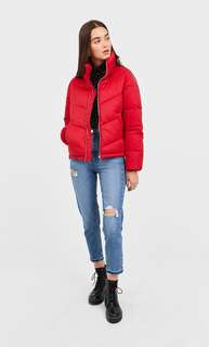 Stradivarius Куртка С Высоким Воротником Женская Коллекция Красный M