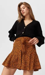 Stradivarius Юбка-Шорты Струящегося Кроя С Принтом Женская Коллекция Цвет Светлой Верблюжьей Шерсти Xl