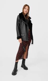 Stradivarius Двусторонняя Куртка Женская Коллекция Черный M