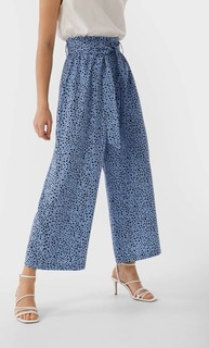Stradivarius Брюки-Кюлоты Из Струящейся Ткани С Принтом Женская Коллекция Multicolor S