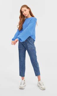 Stradivarius Укороченный Свитер Женская Коллекция Синий S