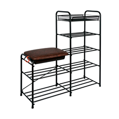 Подставка для обуви ЗМИ 5-ти полочная 90 с сиденьем с ящиком, черный