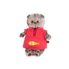 Мягкая игрушка BUDI BASA Кот Басик в красном флисовом жилете 25 см