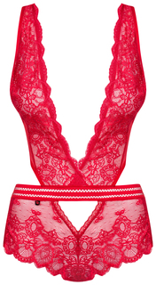Оригинальное кружевное боди красный S/M Obsessive