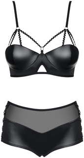 Пикантный комплект белья Leatheria черный S/M Obsessive