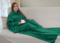 Плед Guten Morgen коралфлис с рукавами Охотничий зеленый №19-5511 150х200