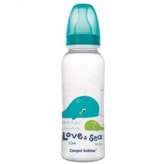 Бутылочка с узким горлышком Canpol Love&Sea 12м+, 250 мл, бирюзовый