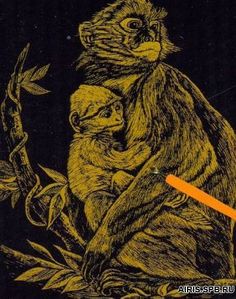 Гравюра 8502J - обезьяна Engraving Art