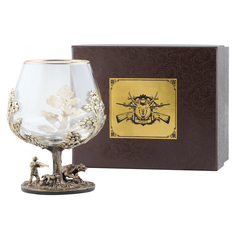 Бокал для коньяка Город Подарков Охота на Медведя с накладкой Герб охотника