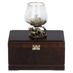 Бокал для коньяка Город Подарков Охота на Оленя в деревянной шкатулке