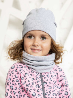 Шапка и шарф-снуд Веселый малыш Серый меланж, р. 48