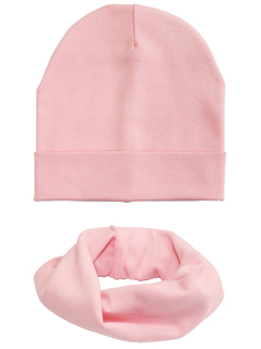 Шапка и шарф-снуд Веселый малыш Светло-розовый, р. 48