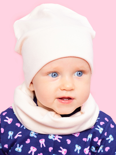 Шапка и шарф-снуд Веселый малыш Молочный, р. 56