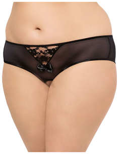 Трусики с ажурной вставкой на попке и доступом черный XXL SoftLine
