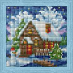 Алмазная вышивка Алмазная Живопись "Зимний домик", 15x15 см