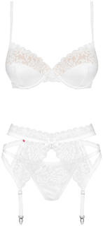 Комплект с декоративной вышивкой белый S/M Obsessive