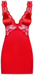 Сорочка атласная с кружевной отделкой Secred красный S/M Obsessive