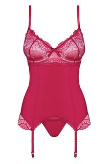 Оригинальный кружевной корсаж Rosalyne, бордовый, L-XL, Obsessive