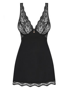 Cорочка бэби-долл Luvae с кружевом, черный, L-XL, Obsessive