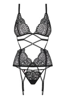 Обольстительный кружевной корсаж Mixty, черный, L-XL, Obsessive