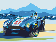 Картина по номерам Артвентура "Ретро-автомобиль Cobra", 40x50