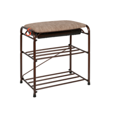 Подставка для обуви ЗМИ 3-х полочная 45 с бежевым сиденьем, с ящиком, цвет медный