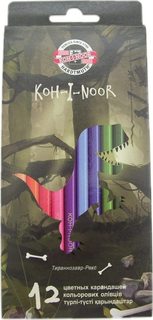 Набор карандашей цветных ДИНОЗАВРЫ, 12 цв., с европодвесом Koh I Noor