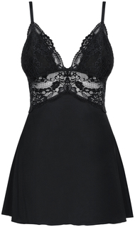 Коротенький бэби-долл с кружевным верхом черный L/XL Obsessive