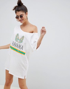 Трикотажная пляжная футболка свободного кроя ASOS DESIGN havana-Мульти