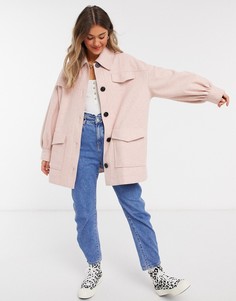 Розовая куртка с объемными рукавами ASOS DESIGN-Розовый