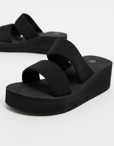 Черные мюли на плоской платформе Truffle Collection-Черный