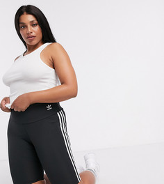 Черные шорты с 3 полосками adidas Originals Plus-Черный