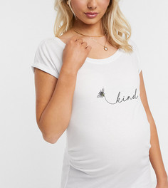 Белая футболка с надписью "bee kind" New Look Maternity-Белый