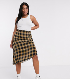 Асимметричная юбка миди в полоску Missguided Plus-Желтый