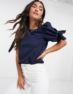 Темно-синяя футболка с отделкой River Island-Темно-синий