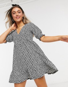 Черное свободное платье с цветочным принтом Miss Selfridge-Черный