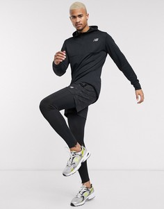 Черная куртка с капюшоном и короткой молнией New Balance Running Tenacity-Черный