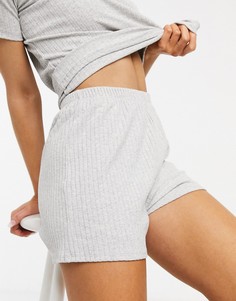 Серые пижамные шорты в рубчик от комплекта ASOS DESIGN-Серый