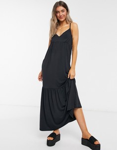 Черное платье-комбинация макси Miss Selfridge-Черный