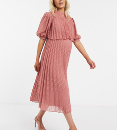 Двухслойное платье миди с плиссировкой ASOS DESIGN Maternity-Розовый