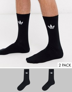 Набор из 2 пар черных носков с логотипом-трилистником adidas Originals-Черный