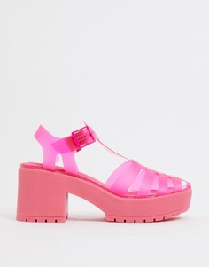 Розовые сандалии на каблуке из гибкого пластика ASOS DESIGN-Розовый