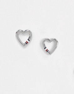 Серебристые серьги-гвоздики в форме сердца Tommy Hilfiger-Серебряный