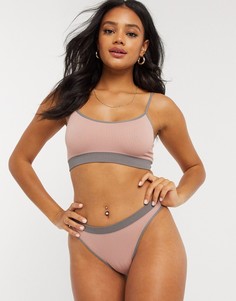 Бесшовные бразильские трусы в рубчик ASOS DESIGN-Мульти