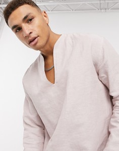 Розовая льняная рубашка ASOS DESIGN-Розовый