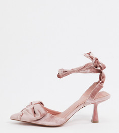 Розовые бархатные туфли на среднем каблуке для широкой стопы ASOS DESIGN-Розовый